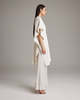 VOZ Textured Cotton Solid Kaftan - White - Thumbnail 3