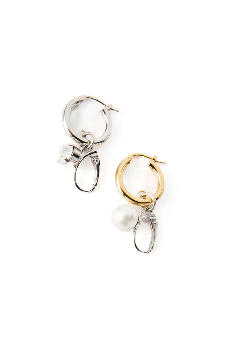 ピアス Mm6 By Maison Margiela Embellished Hoop Earrings MM6 MAISON MARGIELA Logo engraved hoop earrings - BRASS
