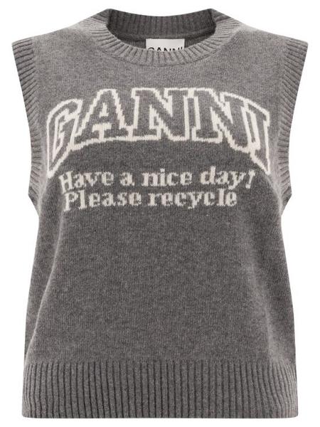Ganni graphic vest ロゴ　ベスト Gray Graphic Vest by GANNI on Sale