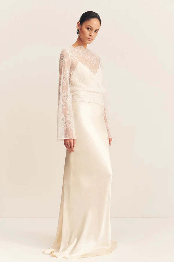 Shona Joy Lambent Lace Long Sleeve Tie Top