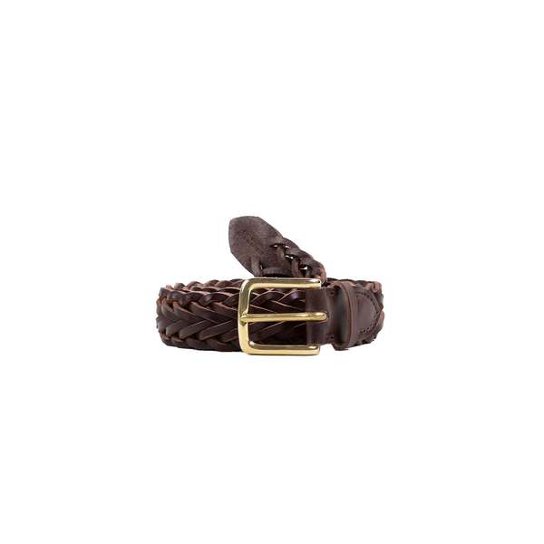 DRAKES Hand Plaited Belt - Brown