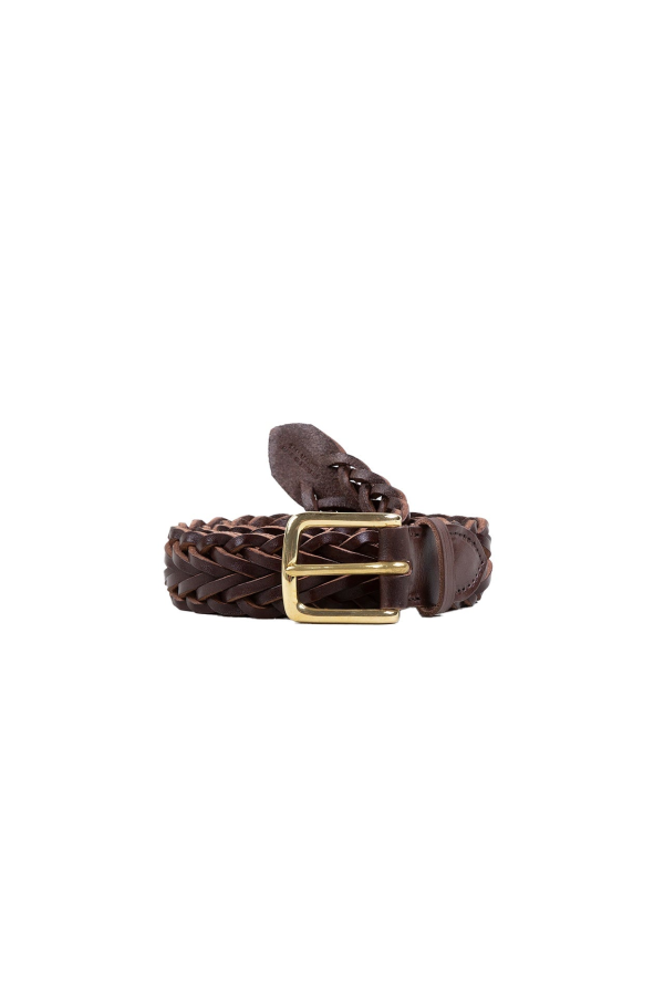 DRAKES Hand Plaited Belt - Brown