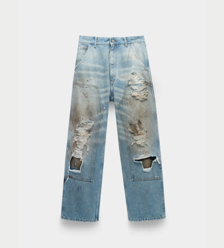 デニム・ジーパン MM6 MAISON MARGIELA Contrast insert jeans Light Blue MM6 Maison Margiela Contrast Insert Jeans - Light Blue