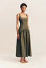 Shona Joy Maiori Square Neck Midi Dress - Army Green - Thumbnail 2