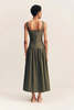 Shona Joy Maiori Square Neck Midi Dress - Army Green - Thumbnail 4