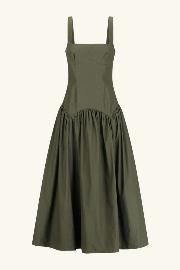 Shona Joy Maiori Square Neck Midi Dress - Army Green | Garmentory
