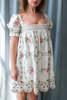 DAMSON MADDER Lulu Mini Dress - White Rose Embroidery - Thumbnail 1