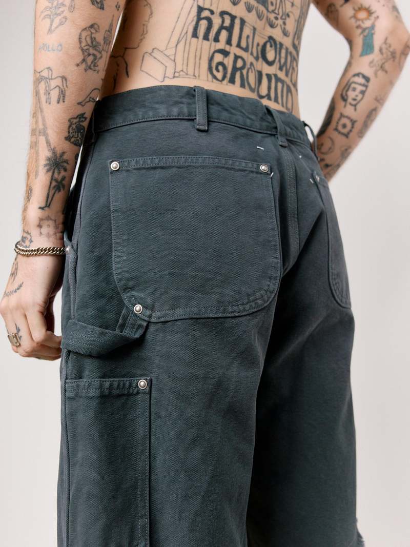 Maison Margiela Grey Stud Denim Shorts