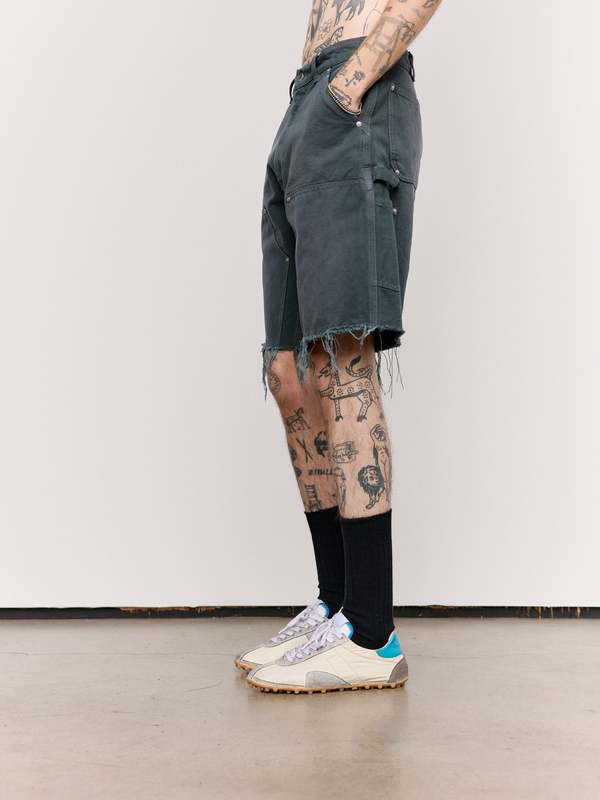 Maison Margiela Grey Stud Denim Shorts