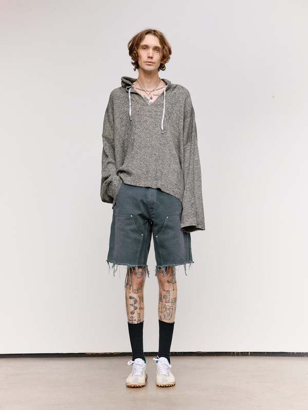 Maison Margiela Grey Stud Denim Shorts