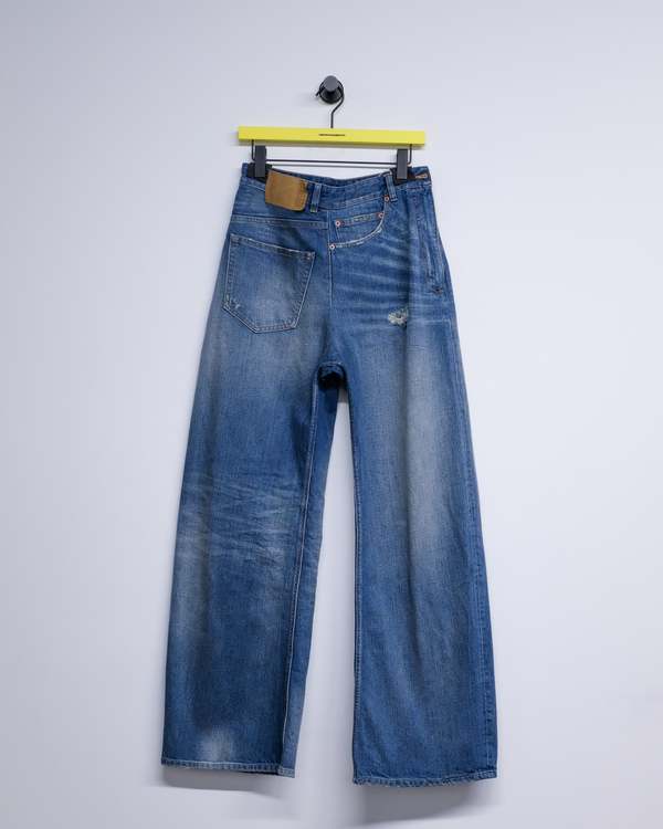 MM6 Maison Margiela Twist Wide Leg Jean - Blue | Garmentory