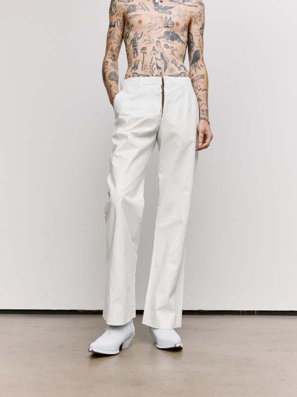 MM6 Maison Margiela Painted Wool Check Trousers - White