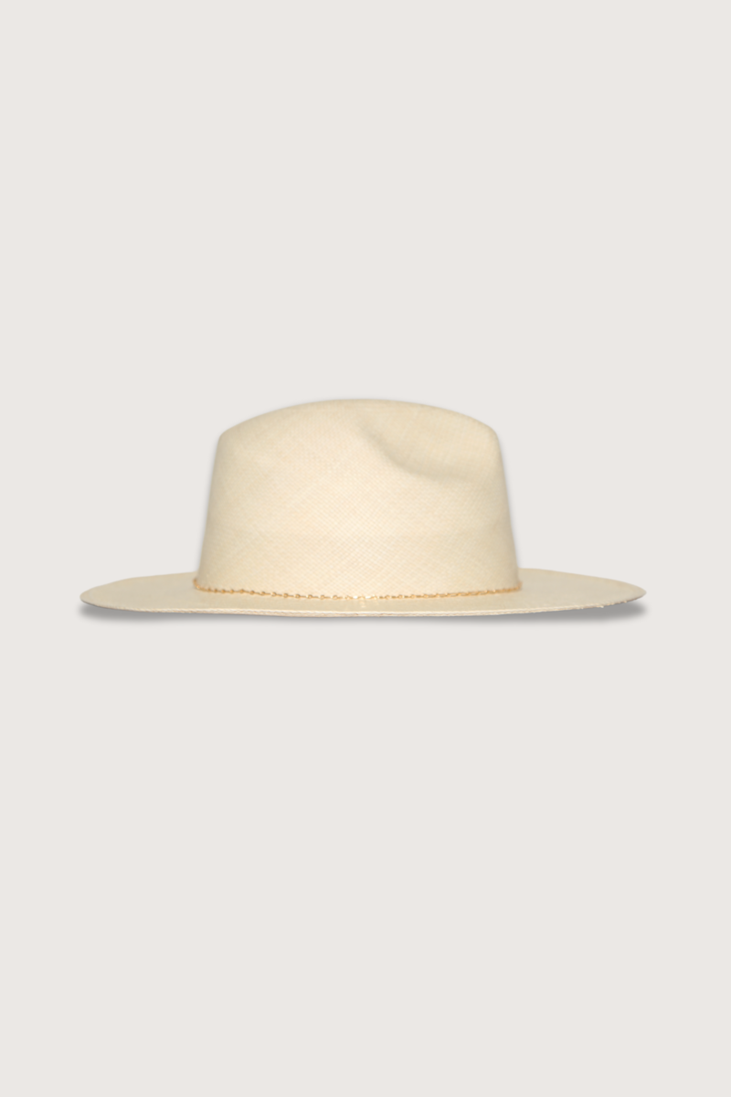 Van Palma Straw Hat With Gold Chain - Natural Van Palma Straw Hat With Gold Chain - Natural