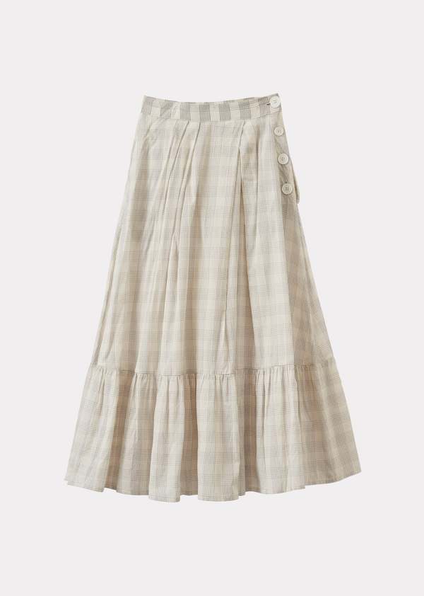 Caramel Pleated Frill Cotton Skirt