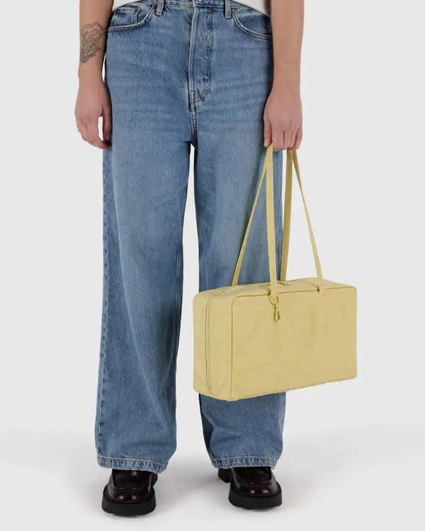BAGGU Butter Medium Nylon Bowler Bag | Garmentory BAGGU Butter Medium Nylon Bowler Bag | Garmentory