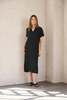 It Is Well L.A. Short Sleeve Mandarin Gauze Dress - Black - Thumbnail 1