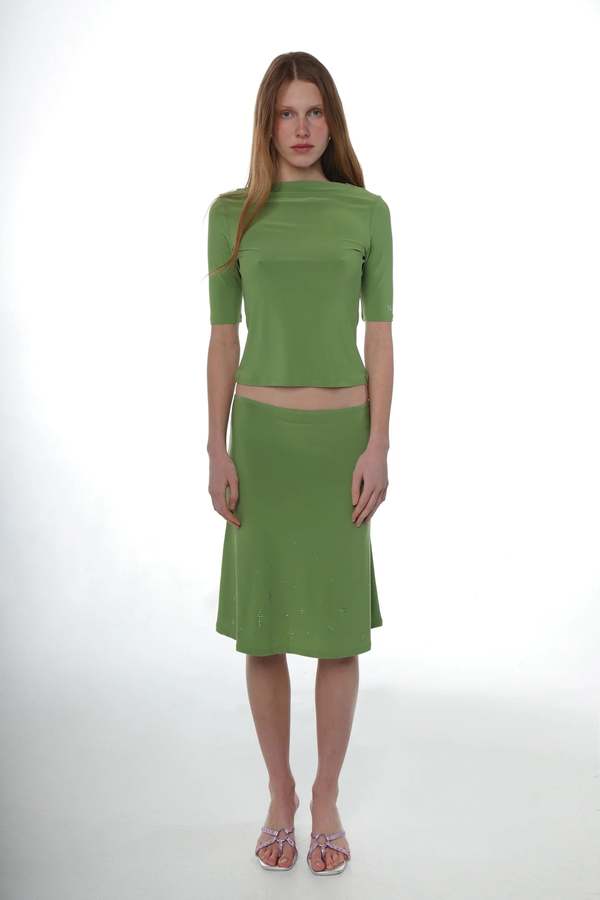 Sandy Liang Emolga Skirt - Lime | Garmentory