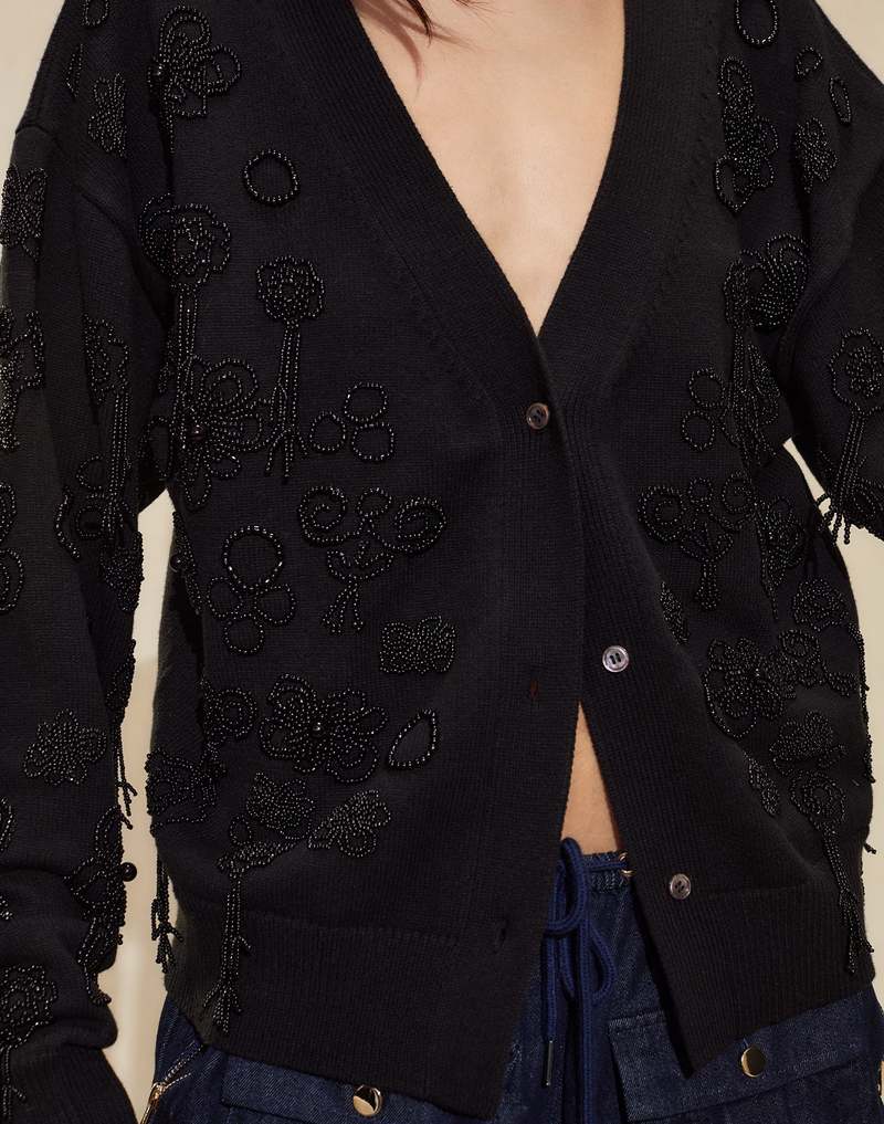 Cynthia Rowley Paloma Boyfriend Cardigan - Black