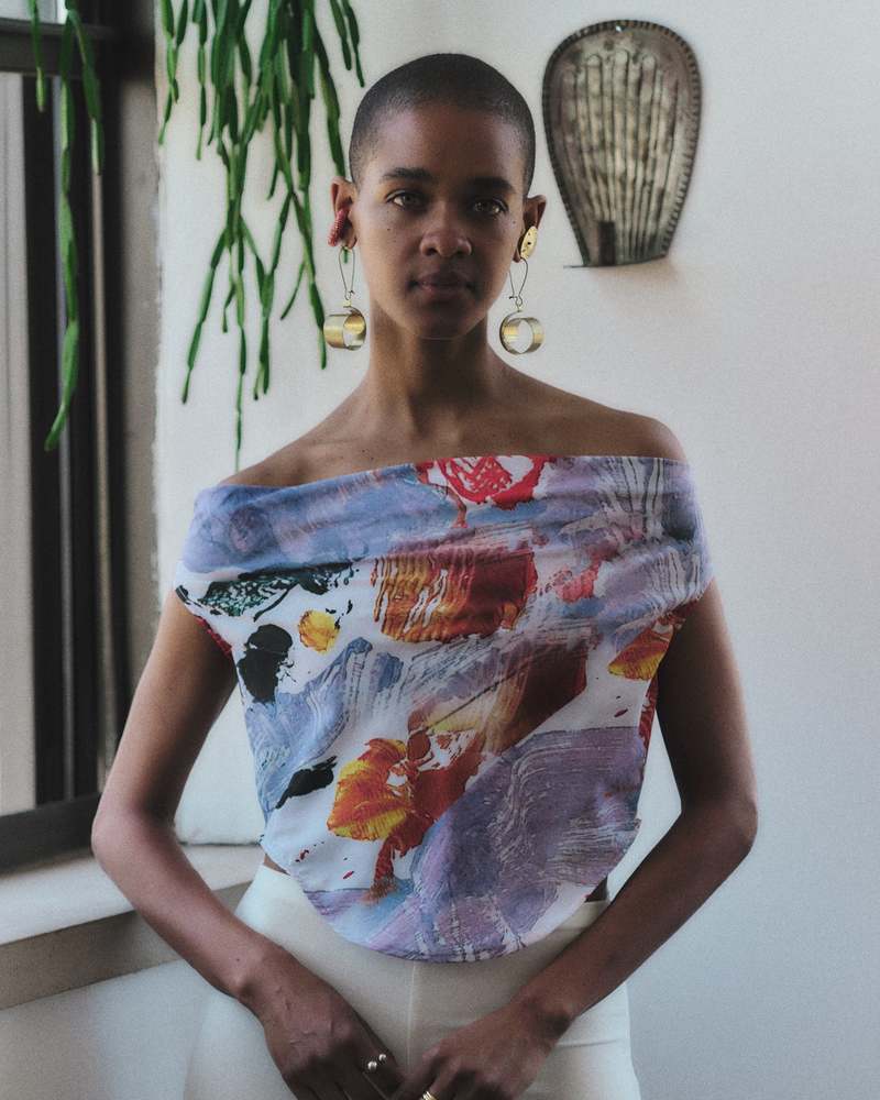 Hanan Sharifa Doves Painted Top Hanan Sharifa Doves Painted Top