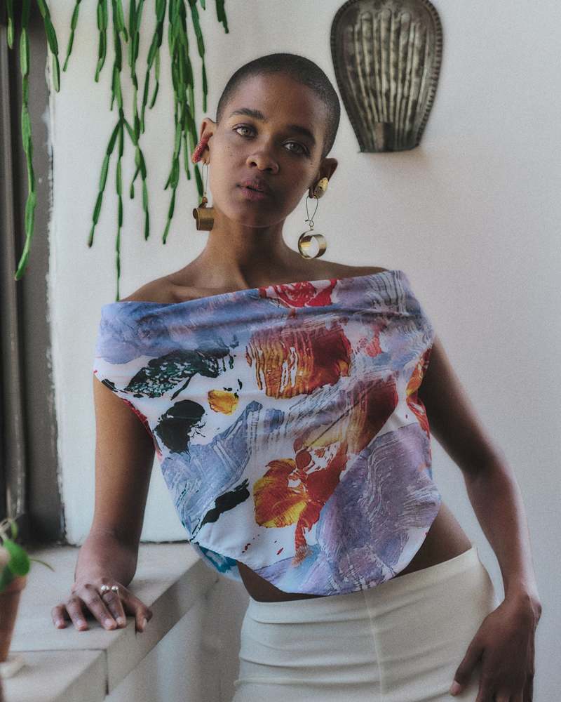 Hanan Sharifa Doves Painted Top Hanan Sharifa Doves Painted Top