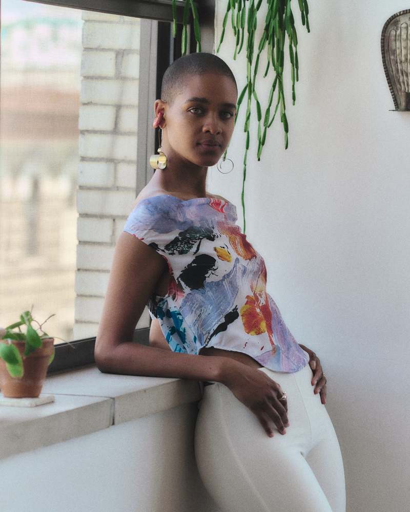 Hanan Sharifa Doves Painted Top Hanan Sharifa Doves Painted Top