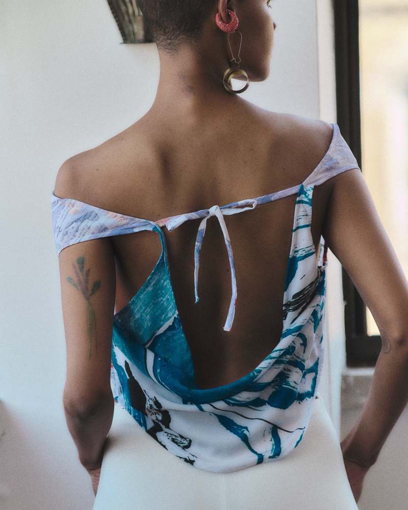 Hanan Sharifa Doves Painted Top Hanan Sharifa Doves Painted Top