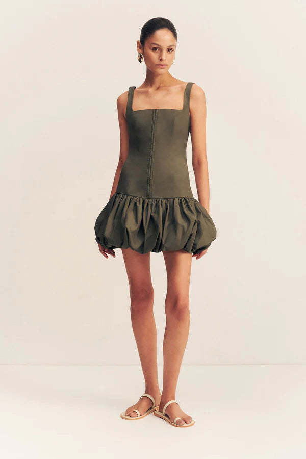 SHONA JOY MAIORI SQUARE NECK BUBBLE MINI DRESS