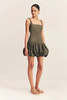 Shona Joy Maiori Square Neck Bubble Mini Dress - Army Green - Thumbnail 3