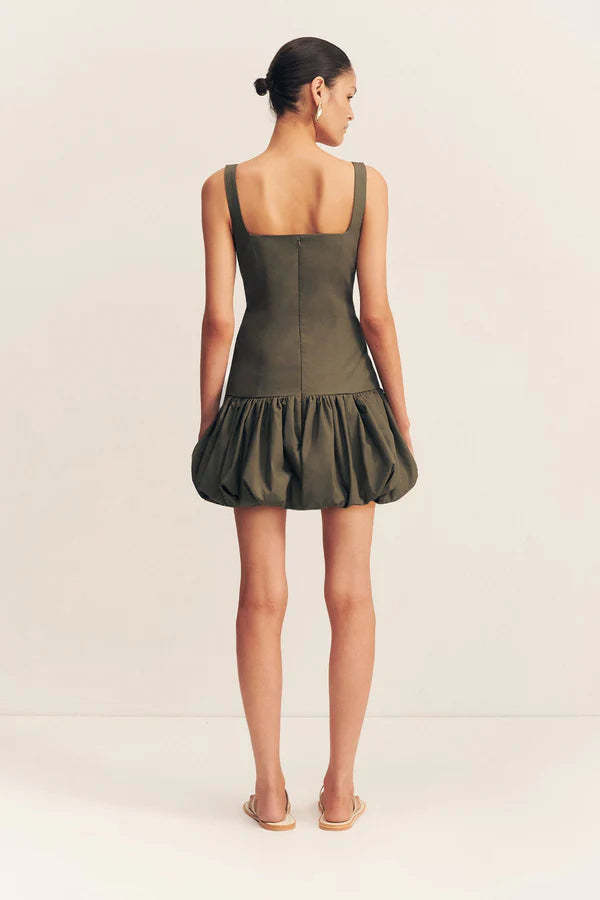 green emerald velvet dress Elle Silk Tie Mini Dress