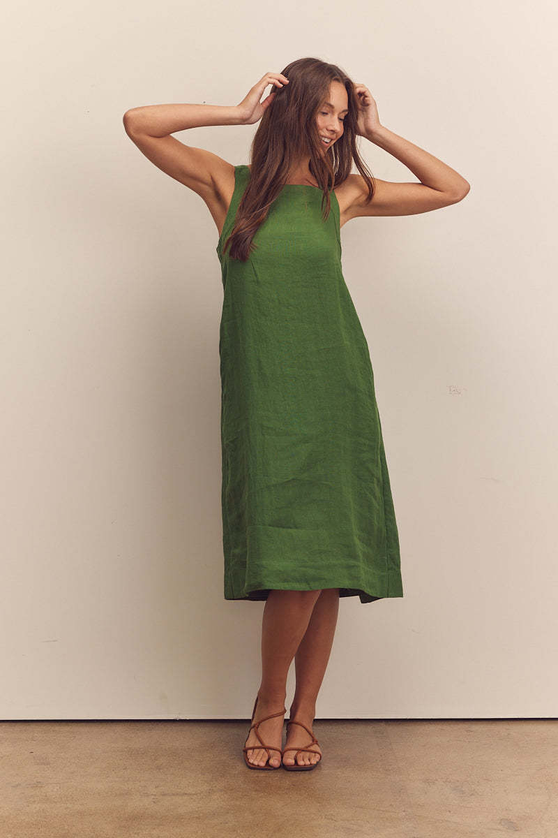 amente Back Tied Strap Dress - Green