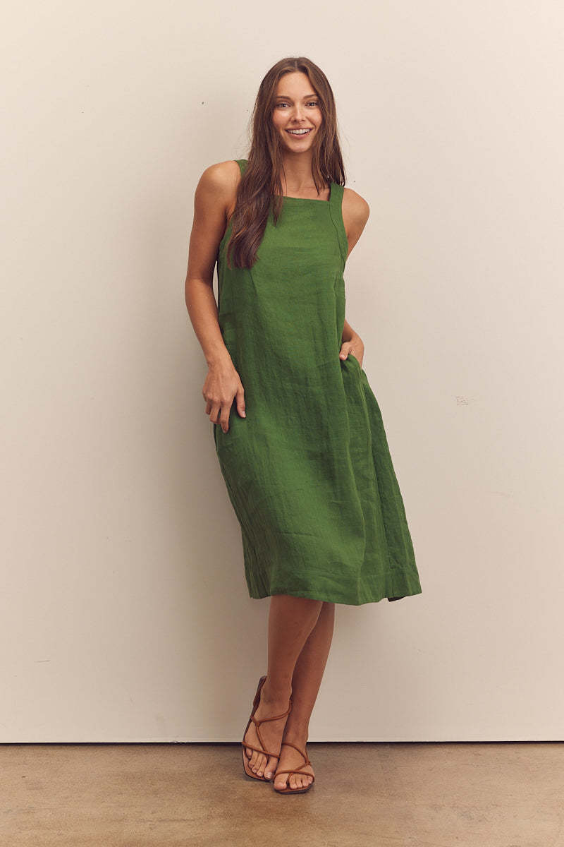 amente Back Tied Strap Dress - Green