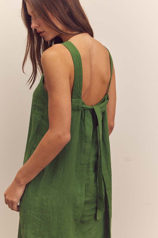 amente Back Tied Strap Dress - Green
