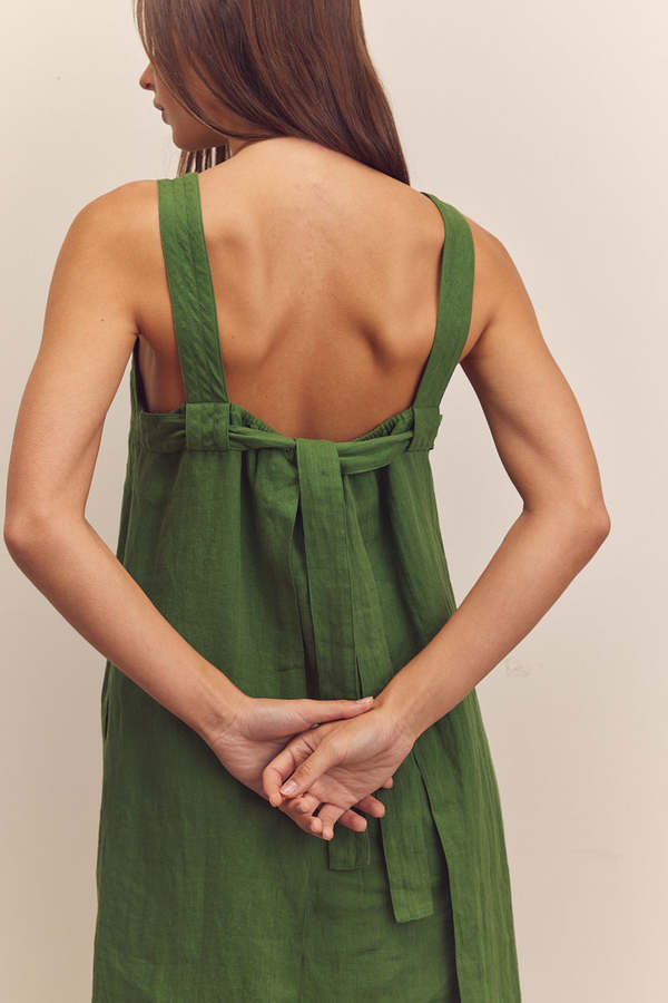 amente Back Tied Strap Dress - Green