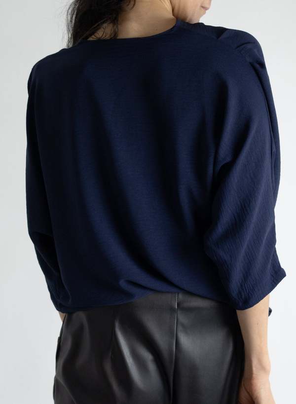 Meg Abstraction Cowl Top - Navy