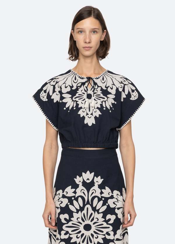 Sea NY Liliana Top - Navy | Garmentory