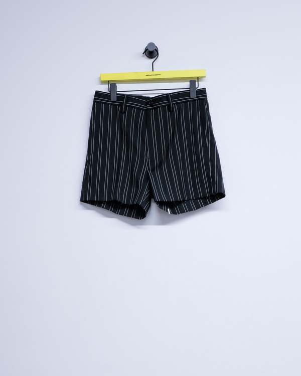 TAKAHIROMIYASHITA The Soloist. Black & White Stripe Wool Shorts