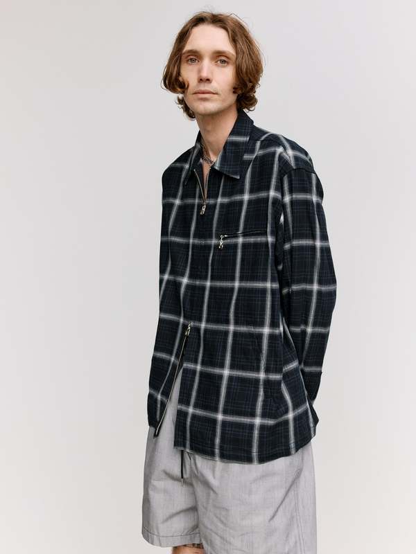 TAKAHIROMIYASHITA The Soloist. Black Check Cotton Full Zip