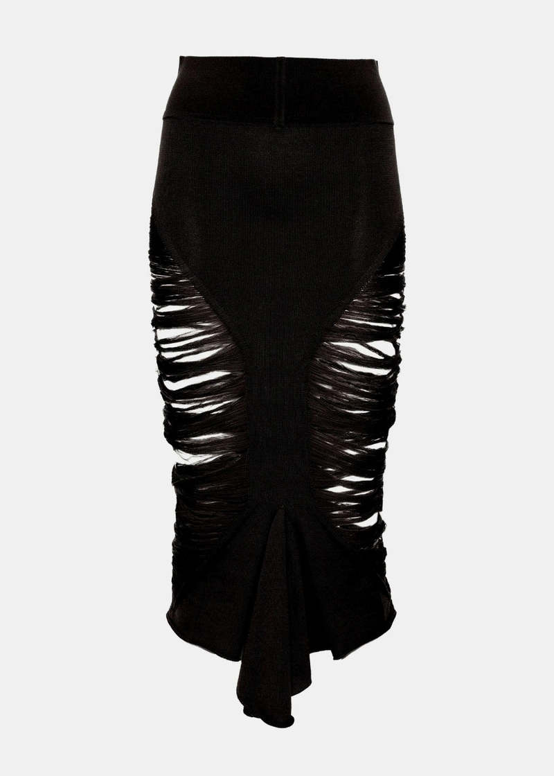 【関税＆送料込み】Rick Owens Black Wool Skirt Rick Owens Tanja Midi Skirt - Black | Garmentory