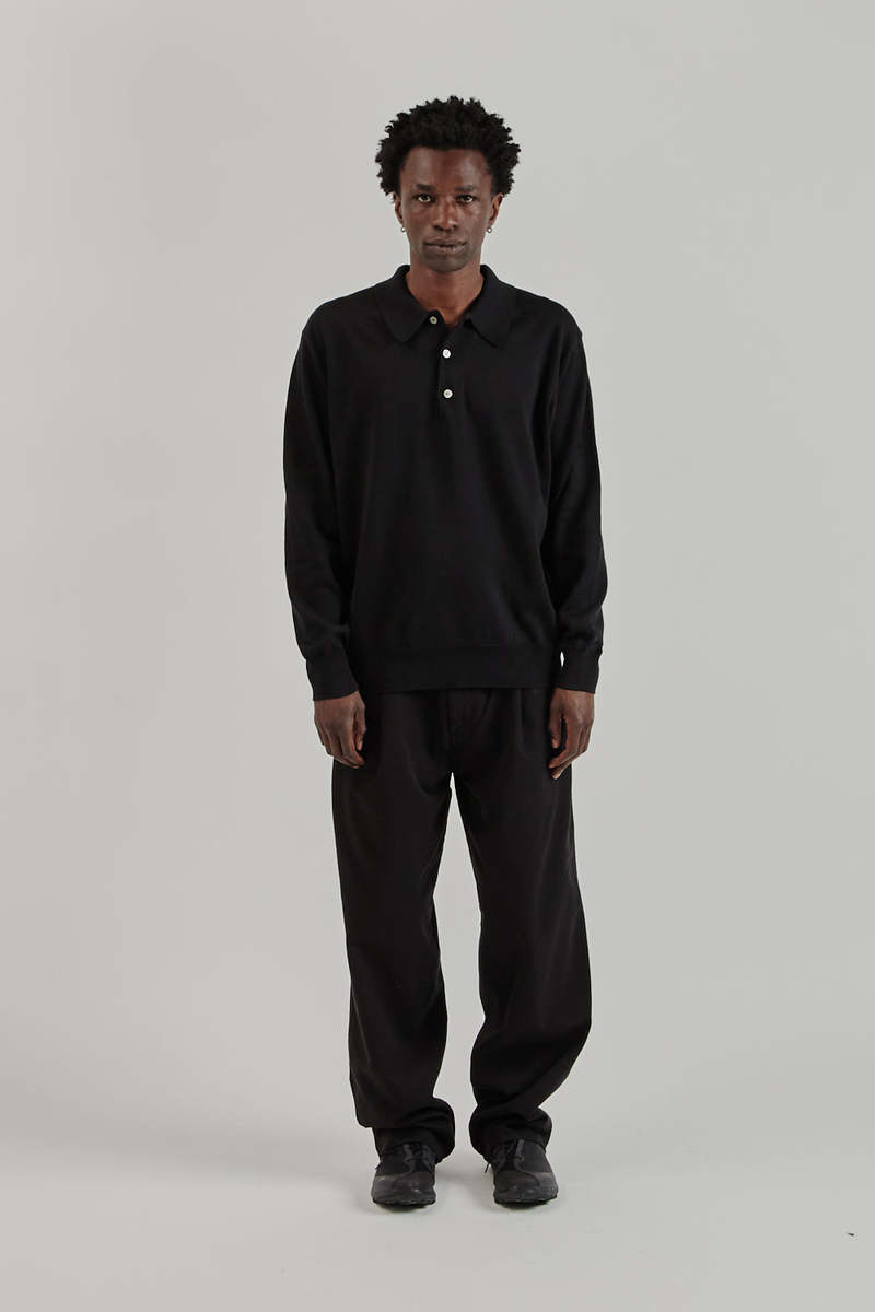 トップス BATONER SEAISLAND COTTON POLO [BLACK] BATONER Sea Island Cotton Polo - Black | Wallace Mercantile Shop