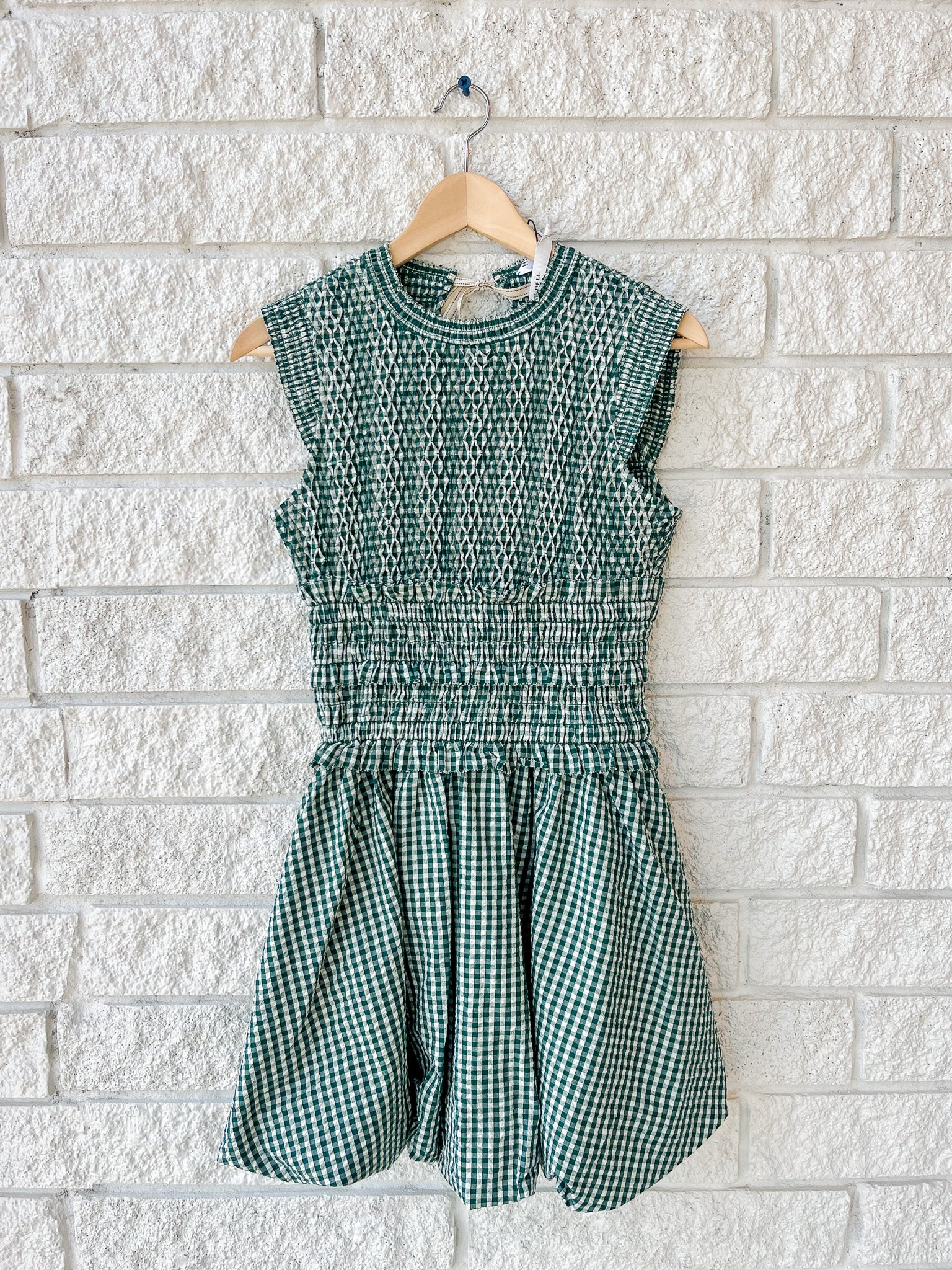 green emerald velvet dress Louise Dress | Seersucker Gingham Smocked Dress