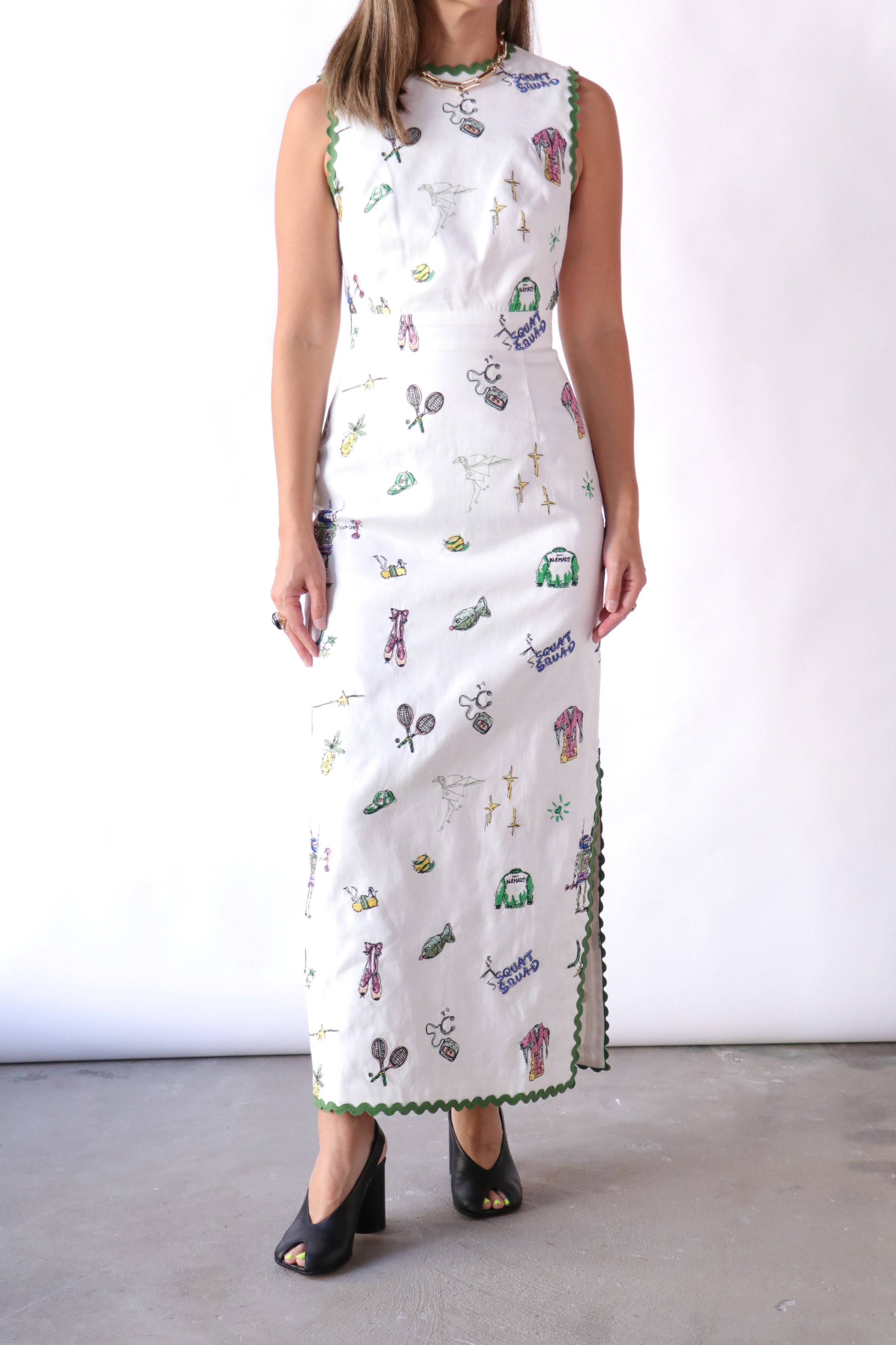 green emerald velvet dress HAZEL SMOCKED EMBROIDERED MIDI DRESS