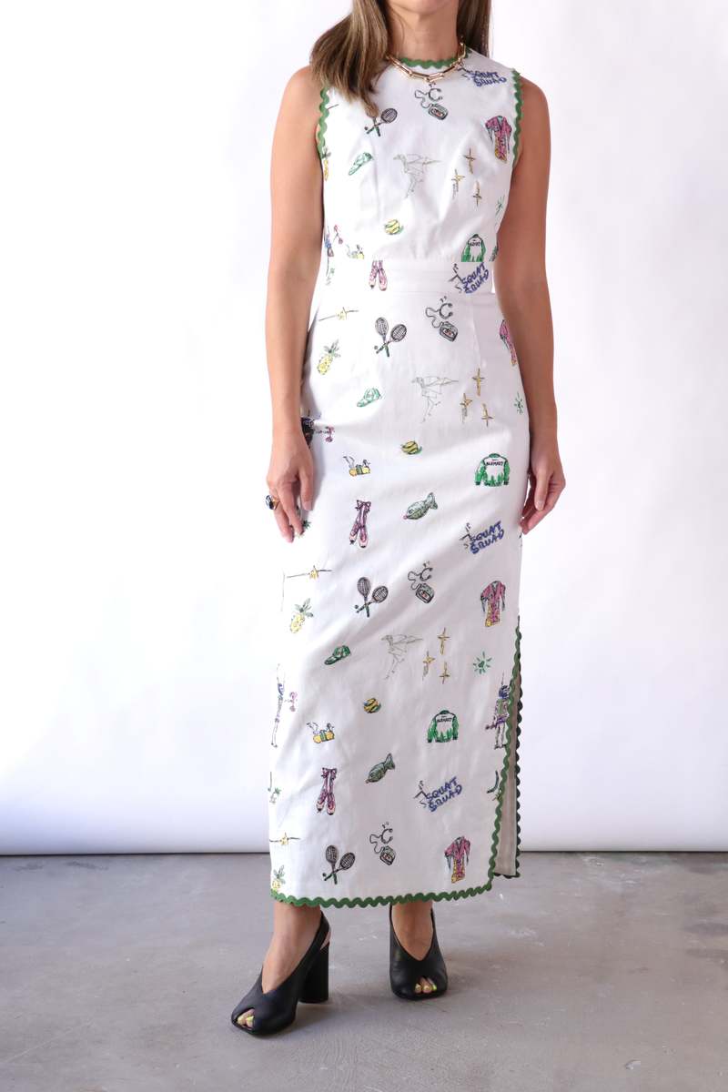 knee length dresses for ladies Alemais Women's Play Embroidered Mini Dress  Saint Bernard