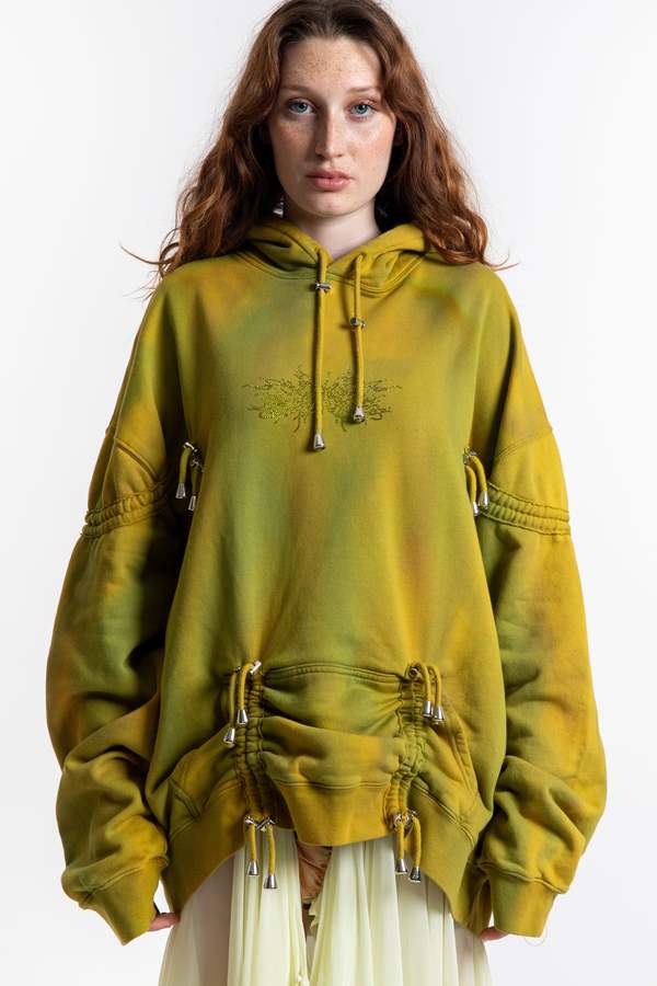 Collina Strada Rhinestone Burst Hoodie - Sea Moss | Garmentory