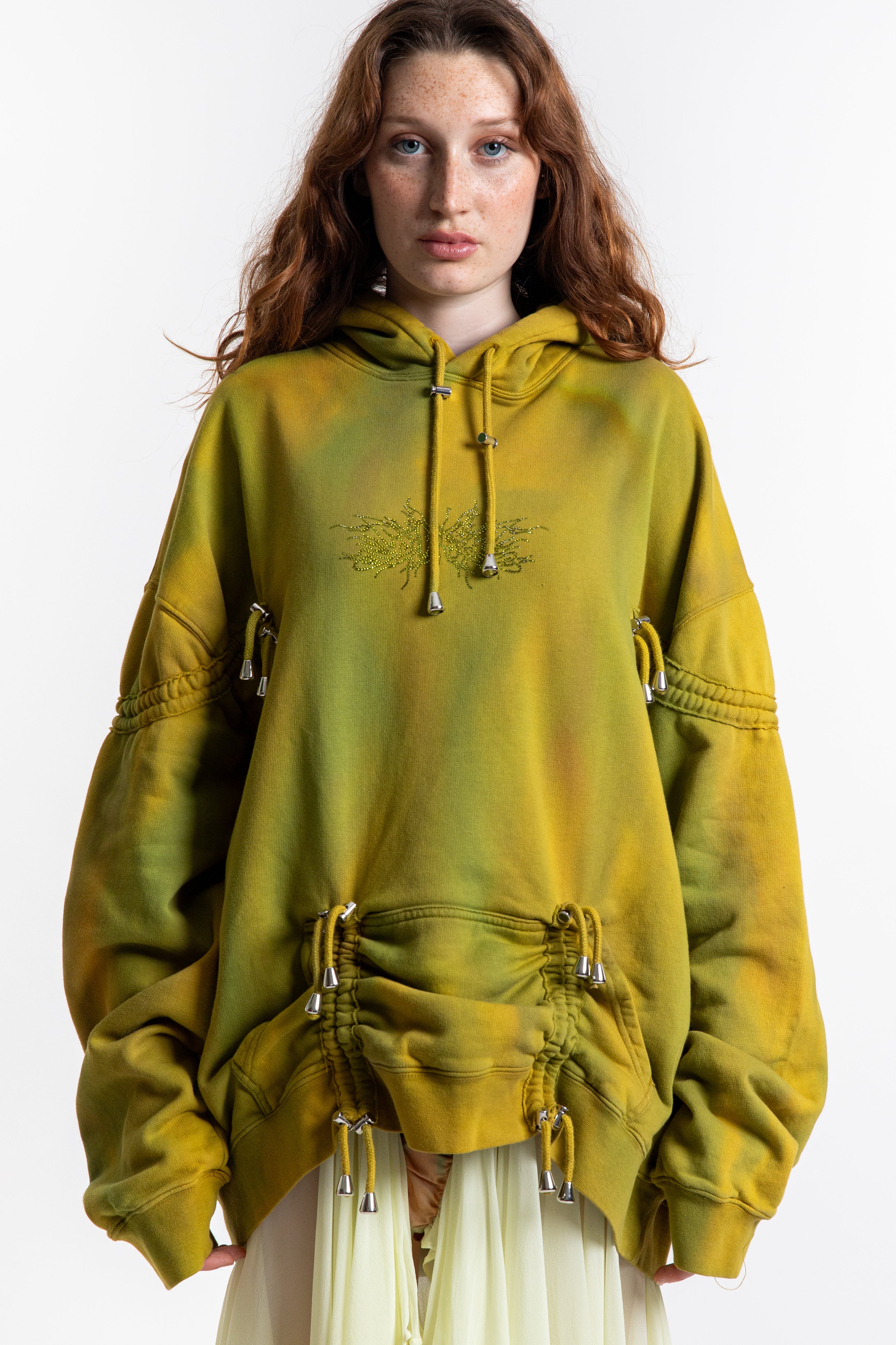 Collina Strada Rhinestone Burst Hoodie - Sea Moss | Garmentory