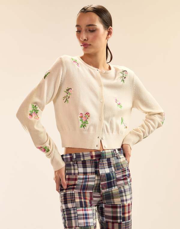 Cynthia Rowley Forget Me Not Cardigan - White Multi Cynthia Rowley Forget Me Not Cardigan - White Multi