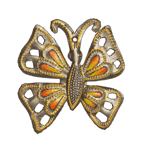 Beadworx Orange Butterfly Ornament