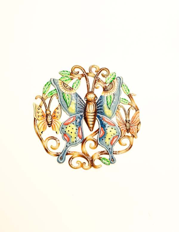Beadworx Painted Butterflies in Flight Metal Art