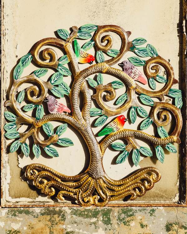 Beadworx Painted Songbird Tree Metal Art