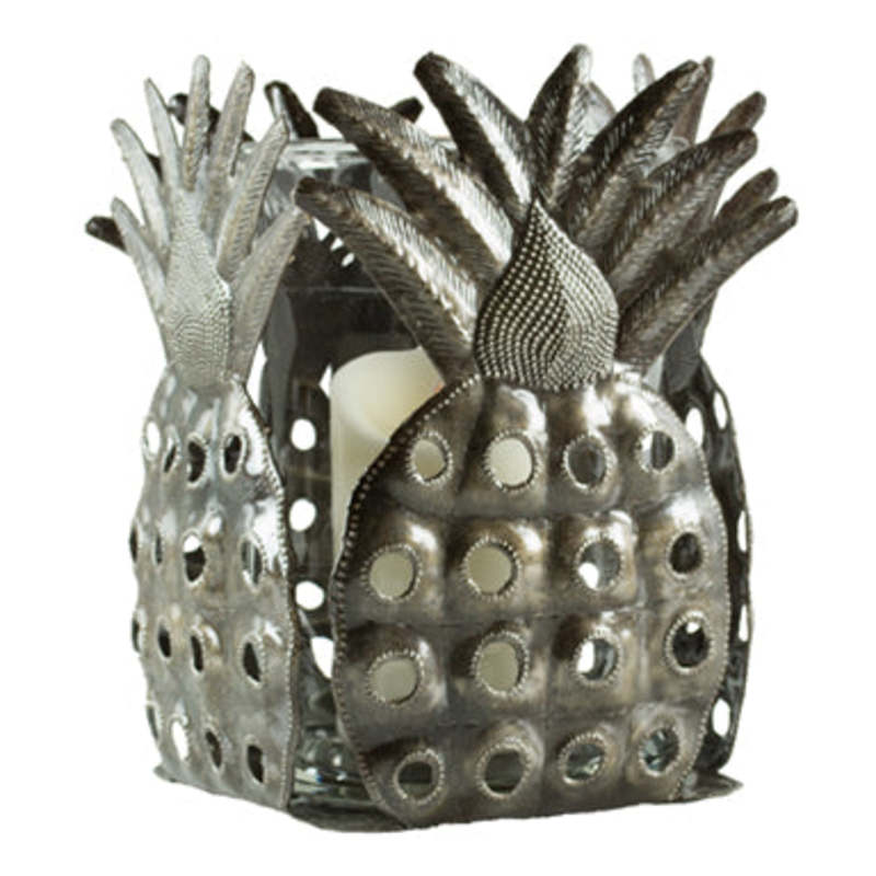 Beadworx Pineapple Candle Holder with Glass Hurricane