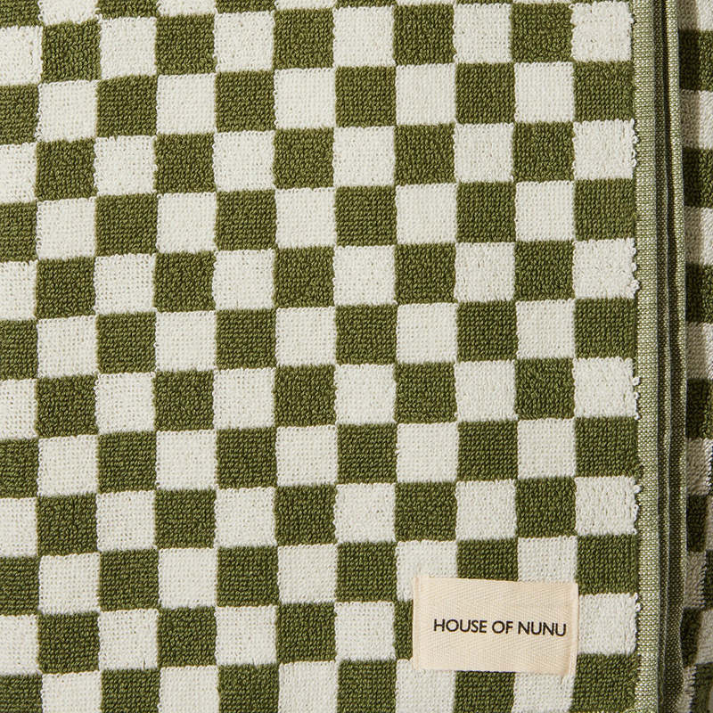 House Of Nunu Bath Towel - Olive Green Checks
